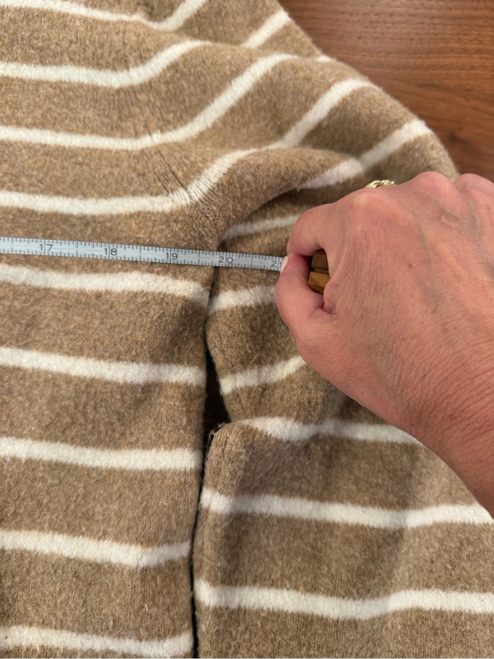 J.Crew Extra-Soft Merino Wool Blend Striped Sweater Tan Ivory L - Picture 5 of 8
